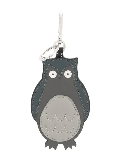 Shop Loewe Stitched Owl Keyring In Grey