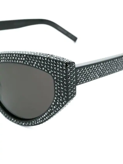 Shop Saint Laurent 215 Grace Embellished Cat-eye Sunglasses In Black