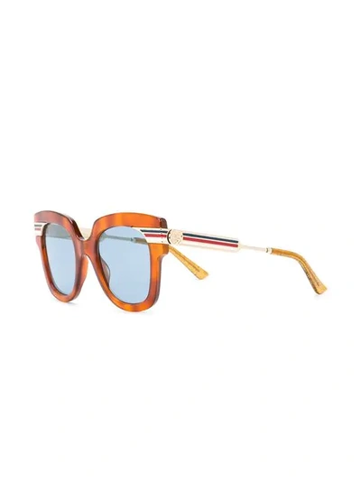 Shop Gucci Oversized Frame Sunglasses In Brown