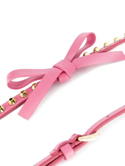 Shop Prada Studded Bow Belt In Pink