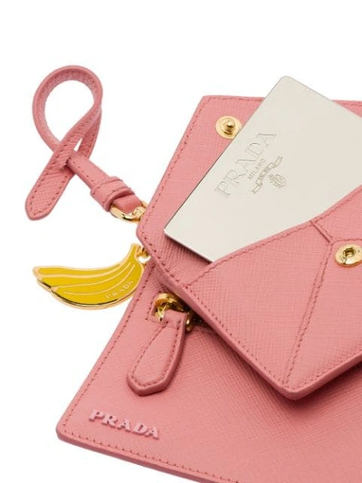 Shop Prada Keychain Trick With Bananas Charm In Pink