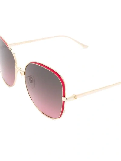Shop Gucci Oversized Frame Sunglasses In Metallic