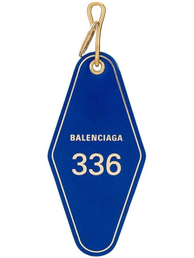 Shop Balenciaga Hotel Tag Keychain - Blue