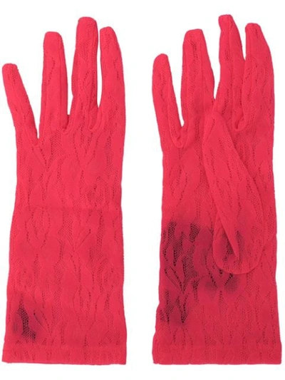 Shop Gucci Lace Gloves In 5900 Pink
