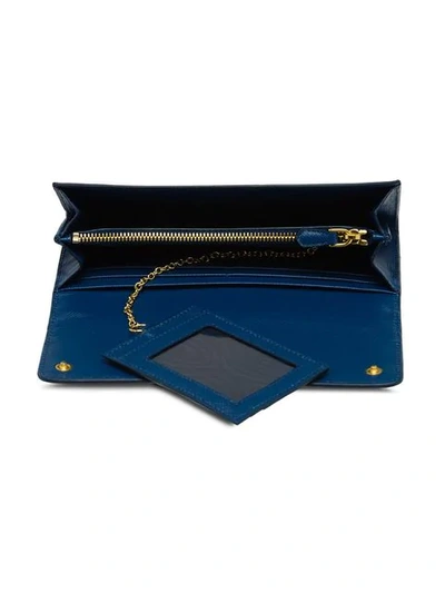 Shop Prada Saffiano Wallet In Blue