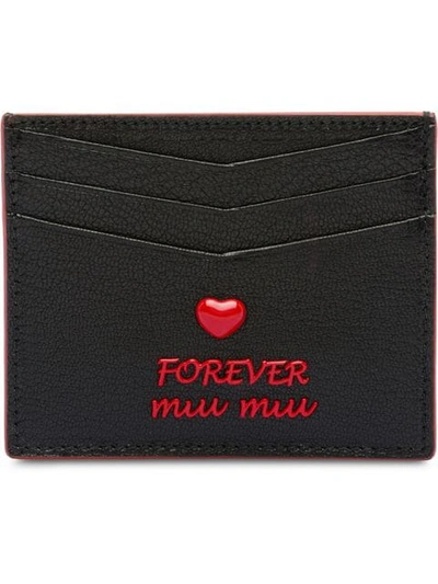 Shop Miu Miu Love Forever Cardholder In Black