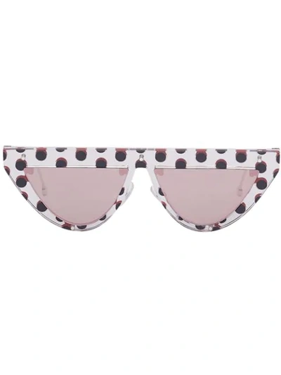 Shop Fendi Defender Polka Dot Sunglasses In Silver