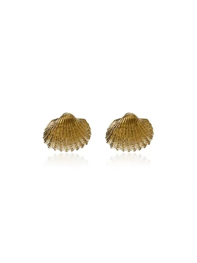 Shop Tohum Small Beach Shell Earrings In Metallic