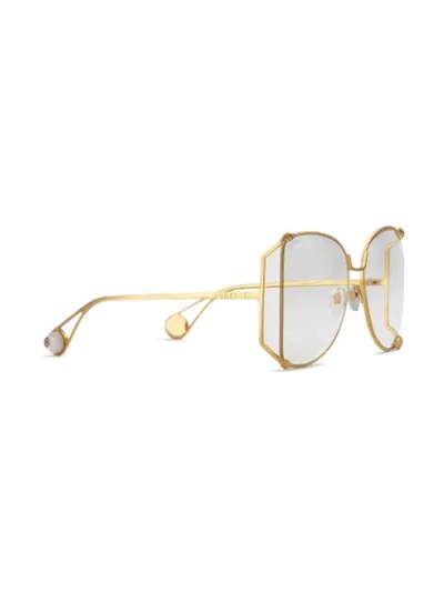 Shop Gucci Oversized Butterfly Sunglasses In Metallic