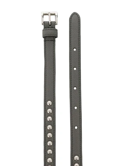 Shop Prada Stud Detail Belt In Grey