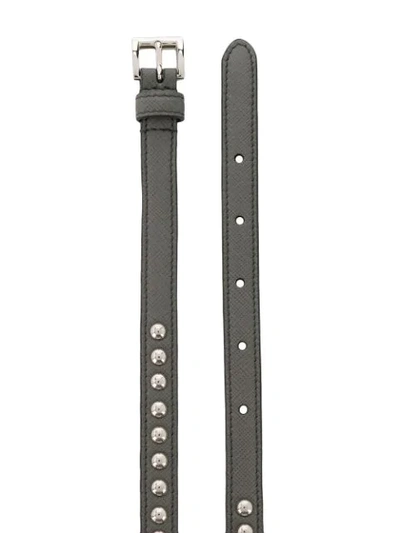 Prada Stud Detail Belt In Grey