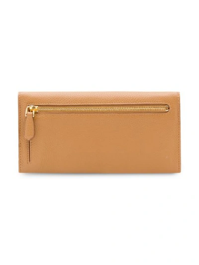 Shop Prada Leather Wallet In Brown