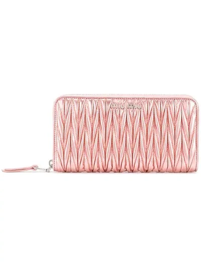Shop Miu Miu Matelassé Continental Wallet - Pink