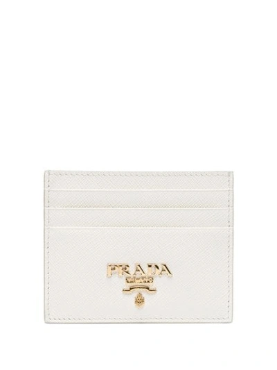 Shop Prada Logo Plaque Cardholder In White