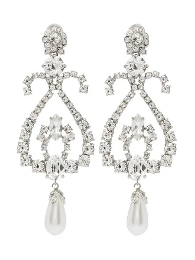 Shop Miu Miu Crystal Earrings In Silver