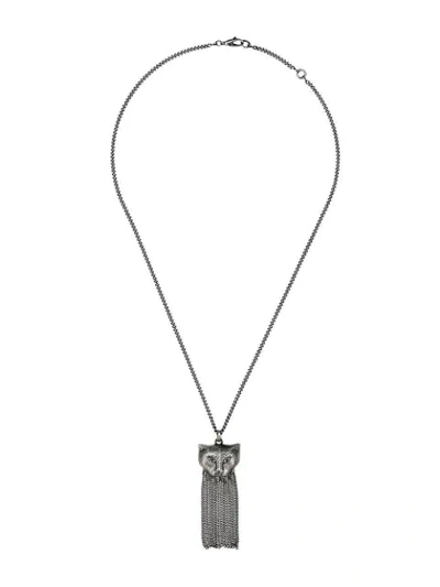 Shop Gucci Garden Silver Necklace With Cat