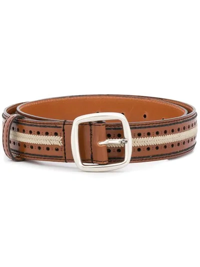 Shop Etro Embroidered Belt In Brown