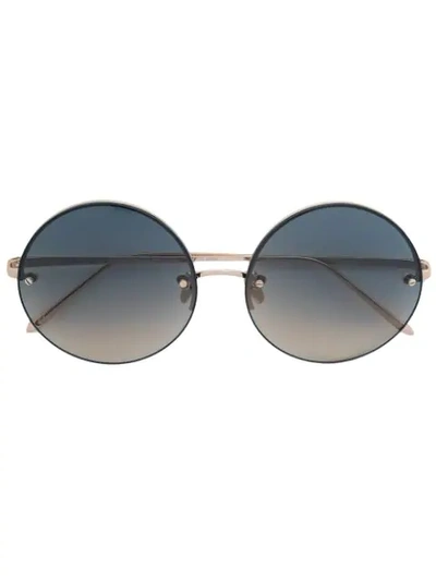 Shop Linda Farrow Round Sunglasses In Metallic