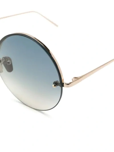 Shop Linda Farrow Round Sunglasses In Metallic