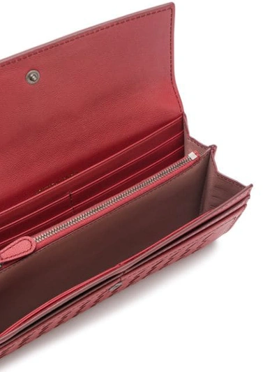 Shop Bottega Veneta Intrecciato Wallet In Red