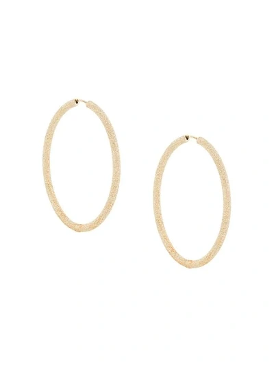 Shop Carolina Bucci 18kt Yellow Gold Florentine Finish Extra Large Thick Oval Hoops
