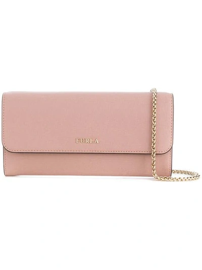 Shop Furla Chain Flap Wallet In Pink