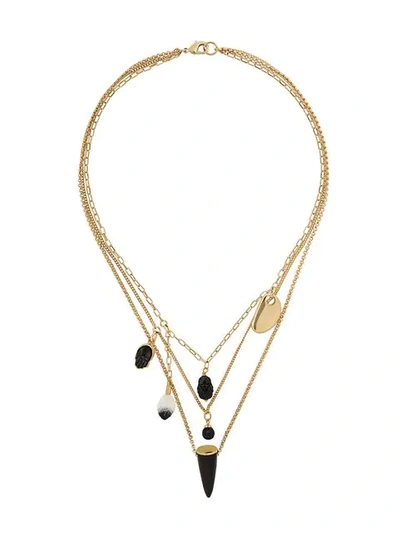 Shop Isabel Marant Scarabe Charm Necklace In Gold