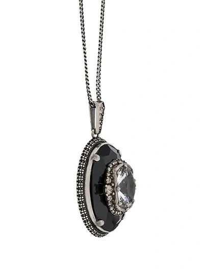 Shop Alexander Mcqueen Black Crystal Necklace In Silver
