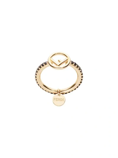 Shop Fendi Embellished Ring In Metallic