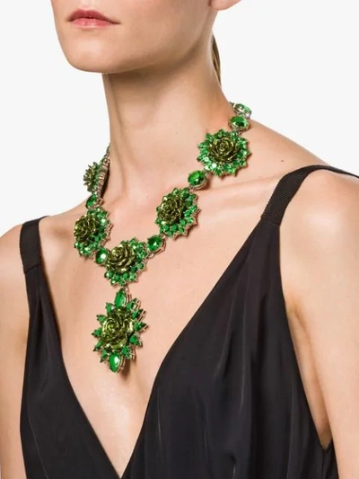 Shop Prada Rose Jewels Necklace - Green