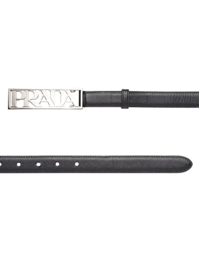 Shop Prada Logo-buckle Adjustable Belt In Black