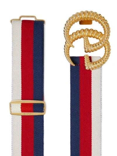 Shop Gucci Web Elastic Belt With Torchon Double G Buckle In Red