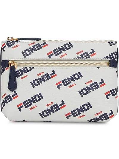 Shop Fendi Mania Medium Pyramid Beauty Case In White