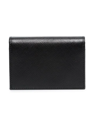 Shop Prada Logo Foldover Cardholder Wallet - Black