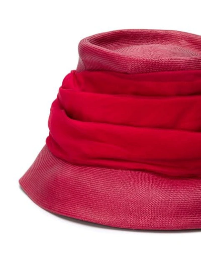 Pre-owned A.n.g.e.l.o. Vintage Cult 1950's Draped Rose Bucket Hat In Red