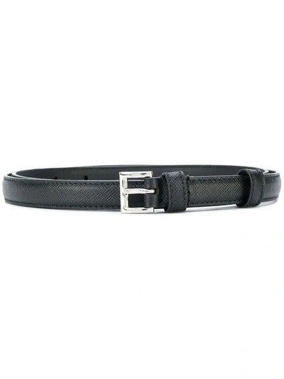 Shop Prada Saffiano Slim Belt In Black