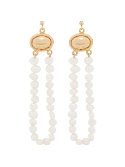 Shop By Alona Pearl Loop Drop Earrings In  White: