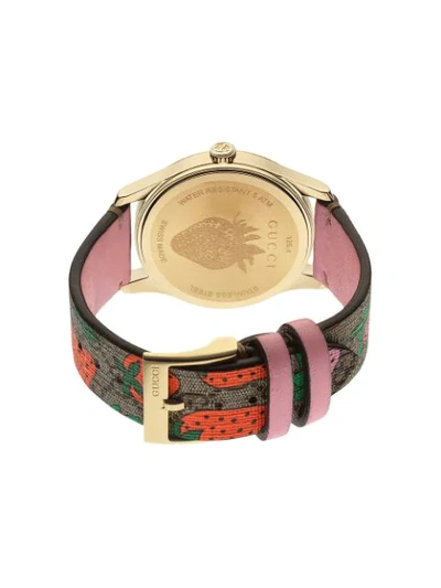 Shop Gucci 'g-timeless' Armbanduhr Mit Erdbeer-print In 8481