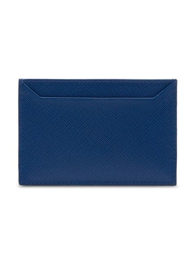 Shop Prada Saffiano Card Holder In F0016 Bluette