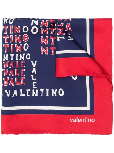 Shop Valentino Scale Logo Print Scarf In Blue