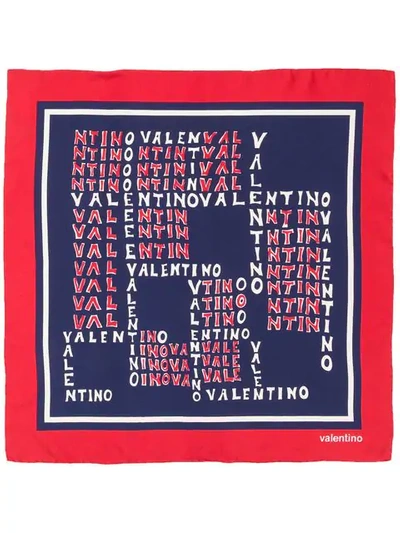 Shop Valentino Scale Logo Print Scarf In Blue