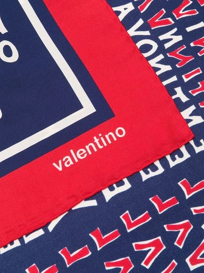 Shop Valentino Scale Logo Print Scarf In Blue