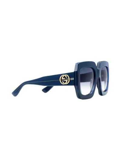 GUCCI EYEWEAR 方框太阳眼镜 - 蓝色