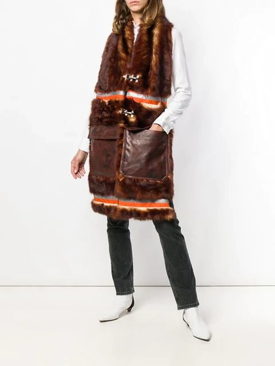 Shop Calvin Klein 205w39nyc Long Fur Scarf In Brown