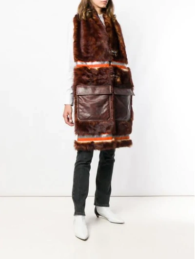 Shop Calvin Klein 205w39nyc Long Fur Scarf In Brown