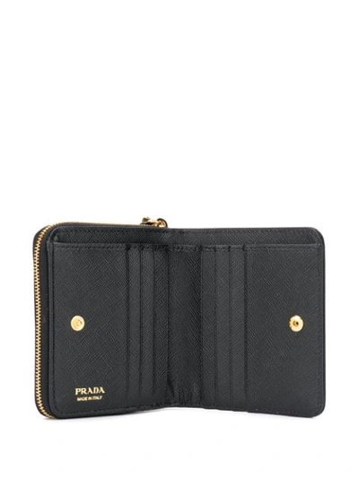 Shop Prada Logo Plaque Zipped Wallet In Black
