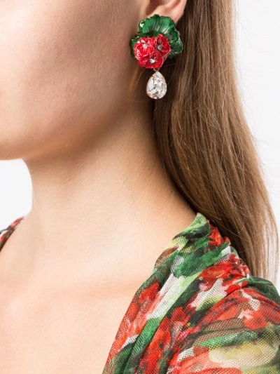 Shop Dolce & Gabbana Drop Earrings With Decorative Details In 87579 Multicoloured