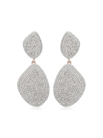 Shop Monica Vinader Nura Double Teardrop Cocktail Diamond Earrings In Metallic