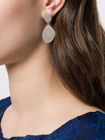 Shop Monica Vinader Nura Double Teardrop Cocktail Diamond Earrings In Metallic