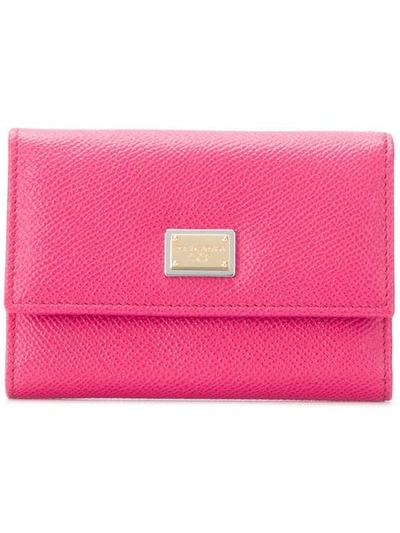 Shop Dolce & Gabbana Foldover-top Logo Wallet In Pink